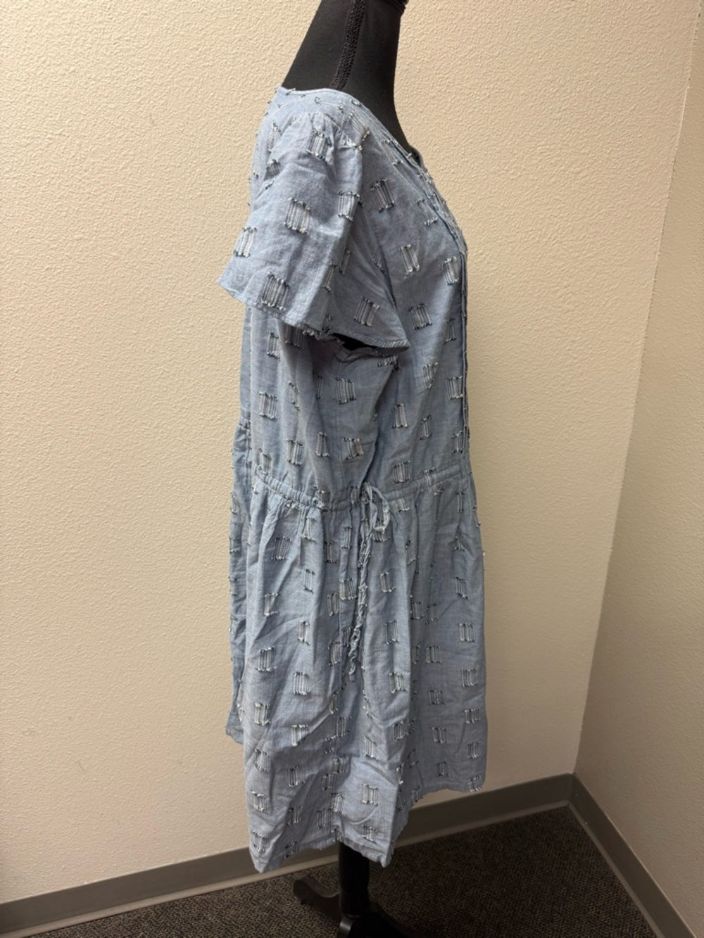 LOFT Chambray Dress XL Blue Button Front Boho Cotton Summer Midi Casual - Picture 6 of 9